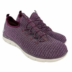 Skechers Flex Appeal Sneakers Purple Plum Knit Pull On Shoes Women’s Size 9